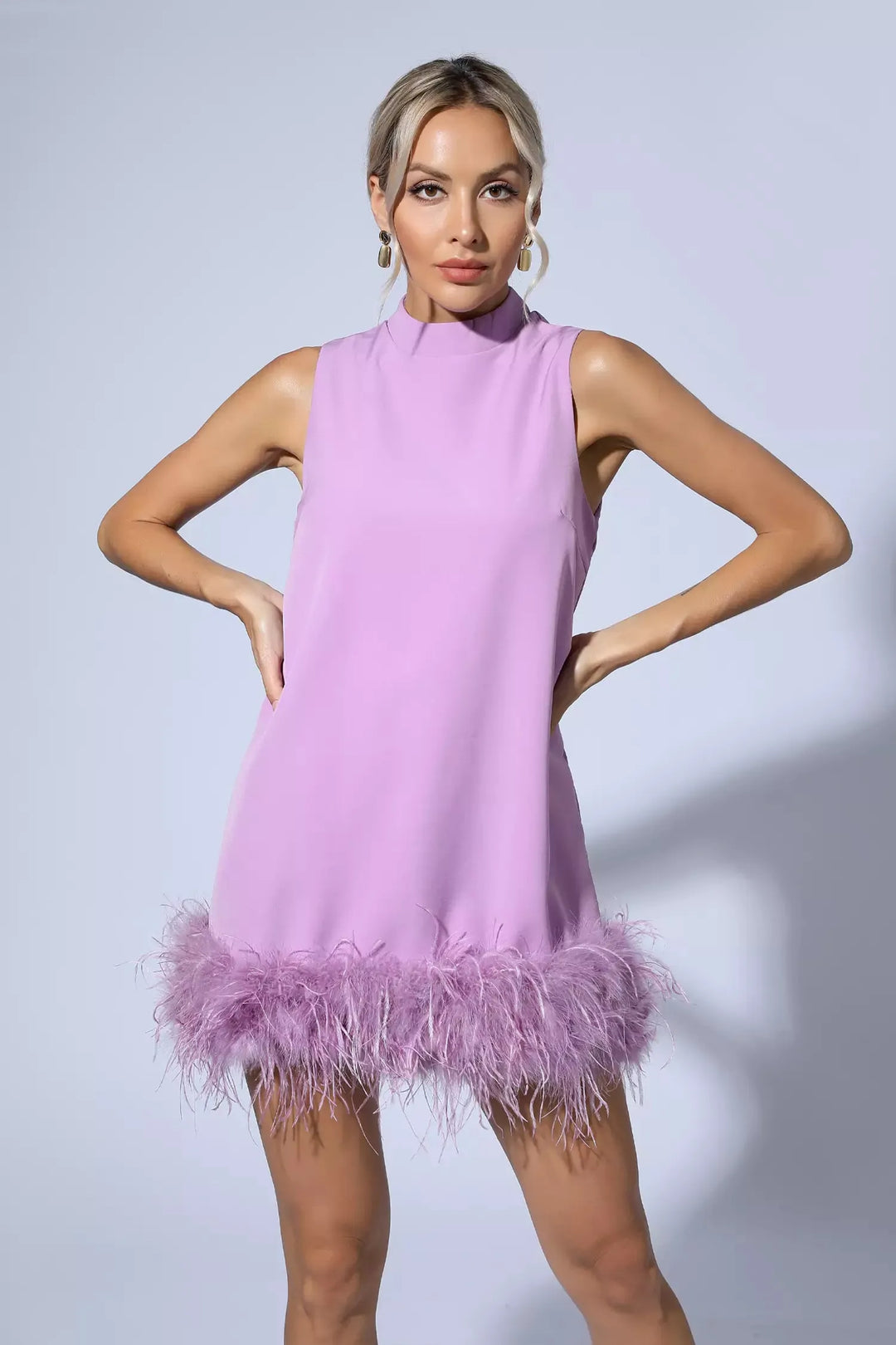 Hope Purple Feather Mini Dress