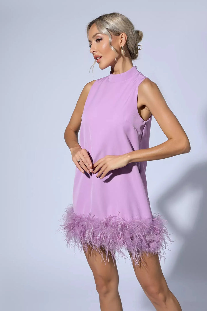 Hope Purple Feather Mini Dress