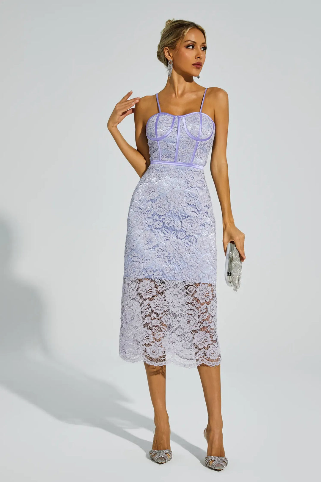 Joel Purple Lace Slip Dress