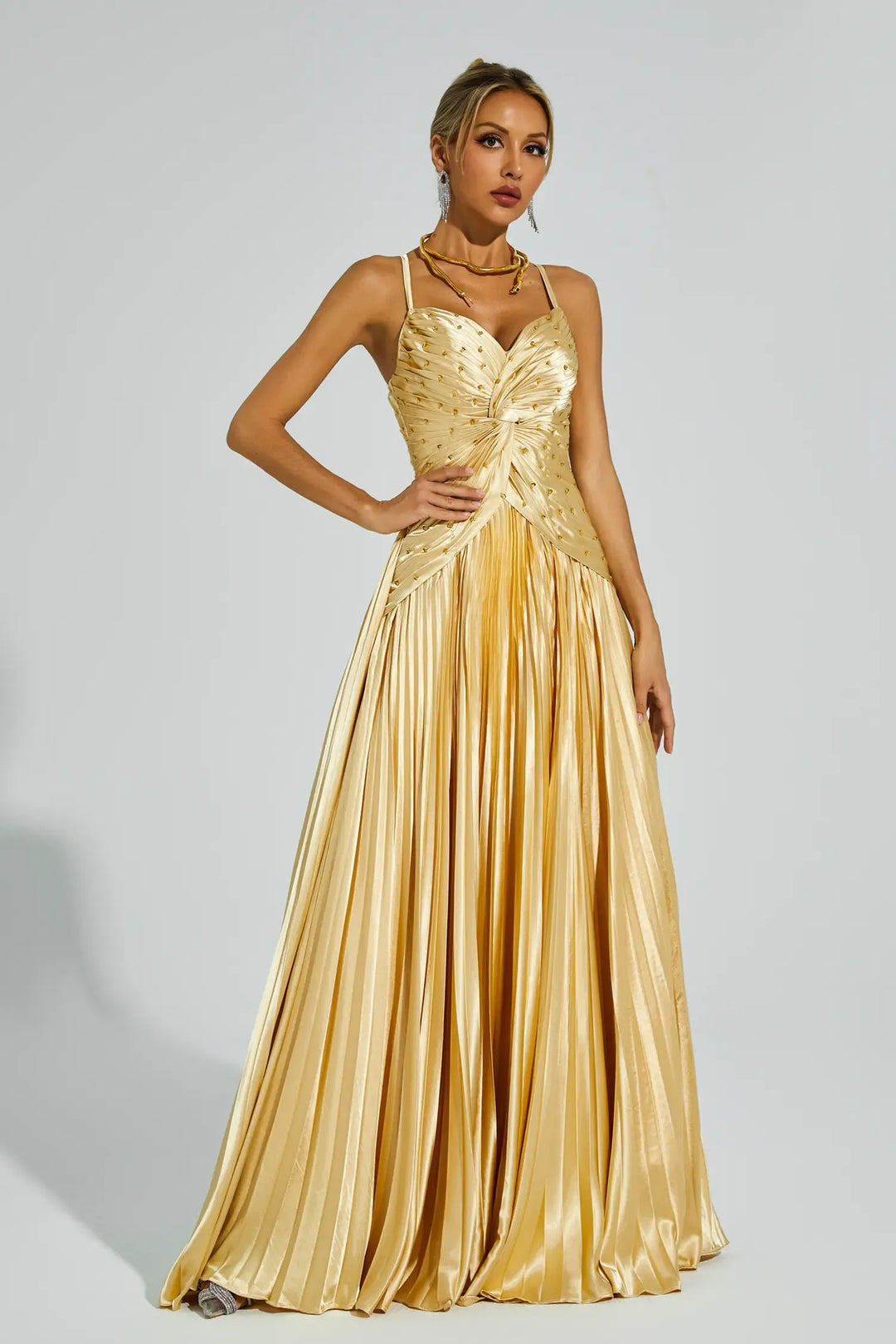 Judd Gold Beaded Maxi Slip Dress