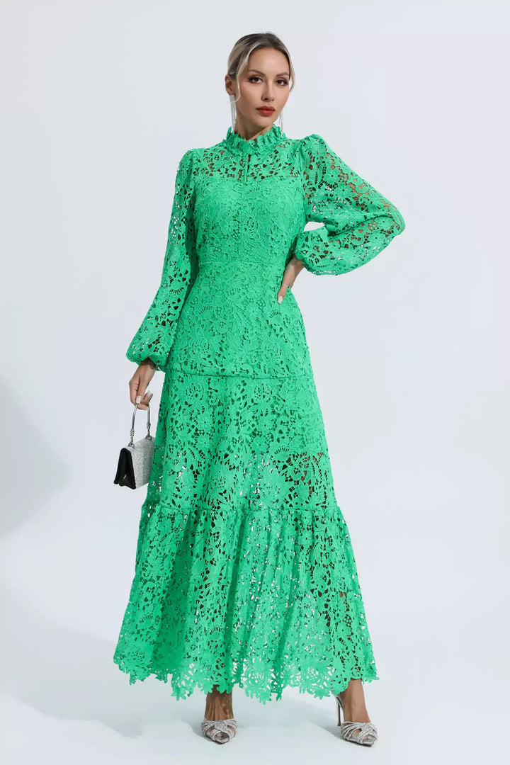 Julieta Green Cut Out Long Sleeve Dress