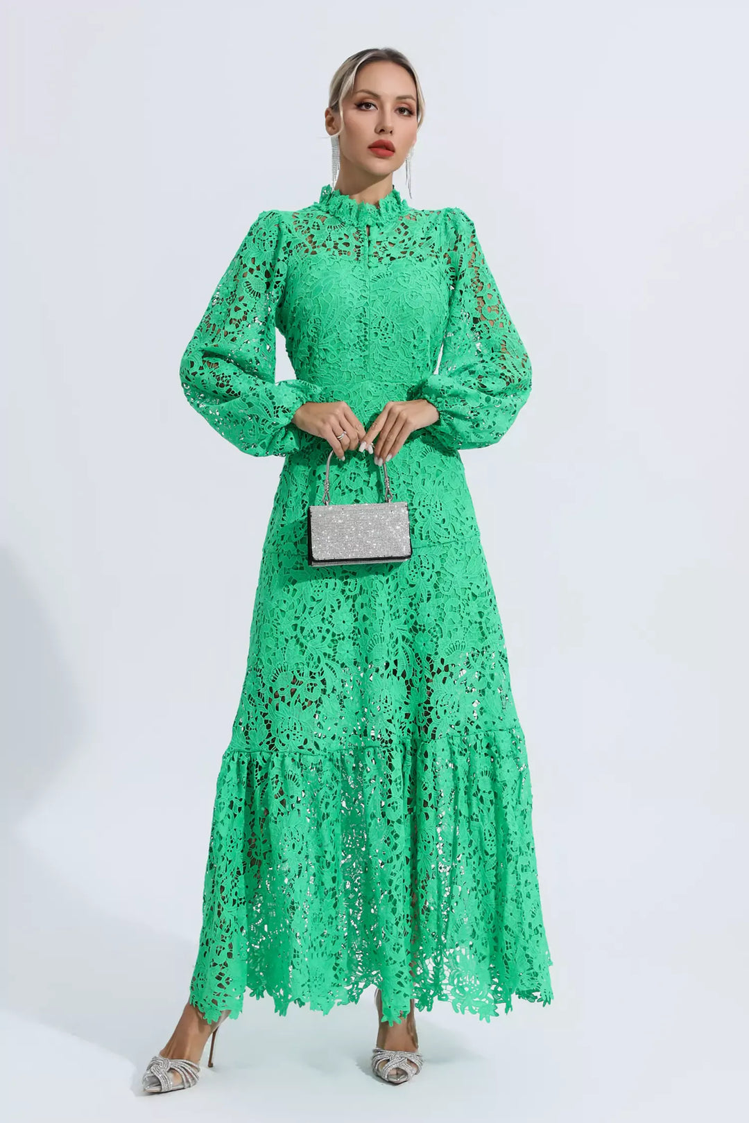 Julieta Green Cut Out Long Sleeve Dress