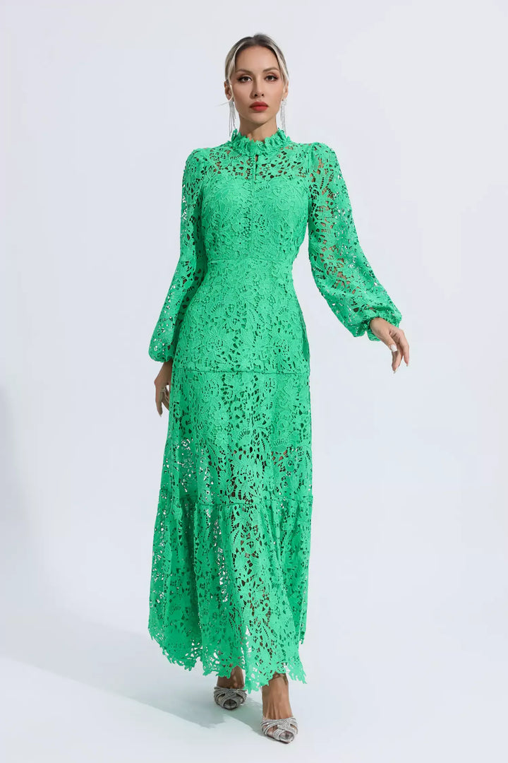 Julieta Green Cut Out Long Sleeve Dress