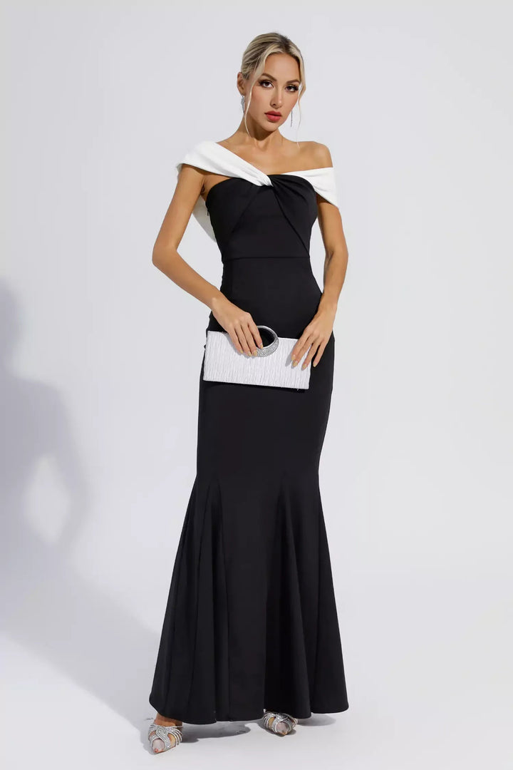 Black Off-Shoulder Mermaid Maxi Dress