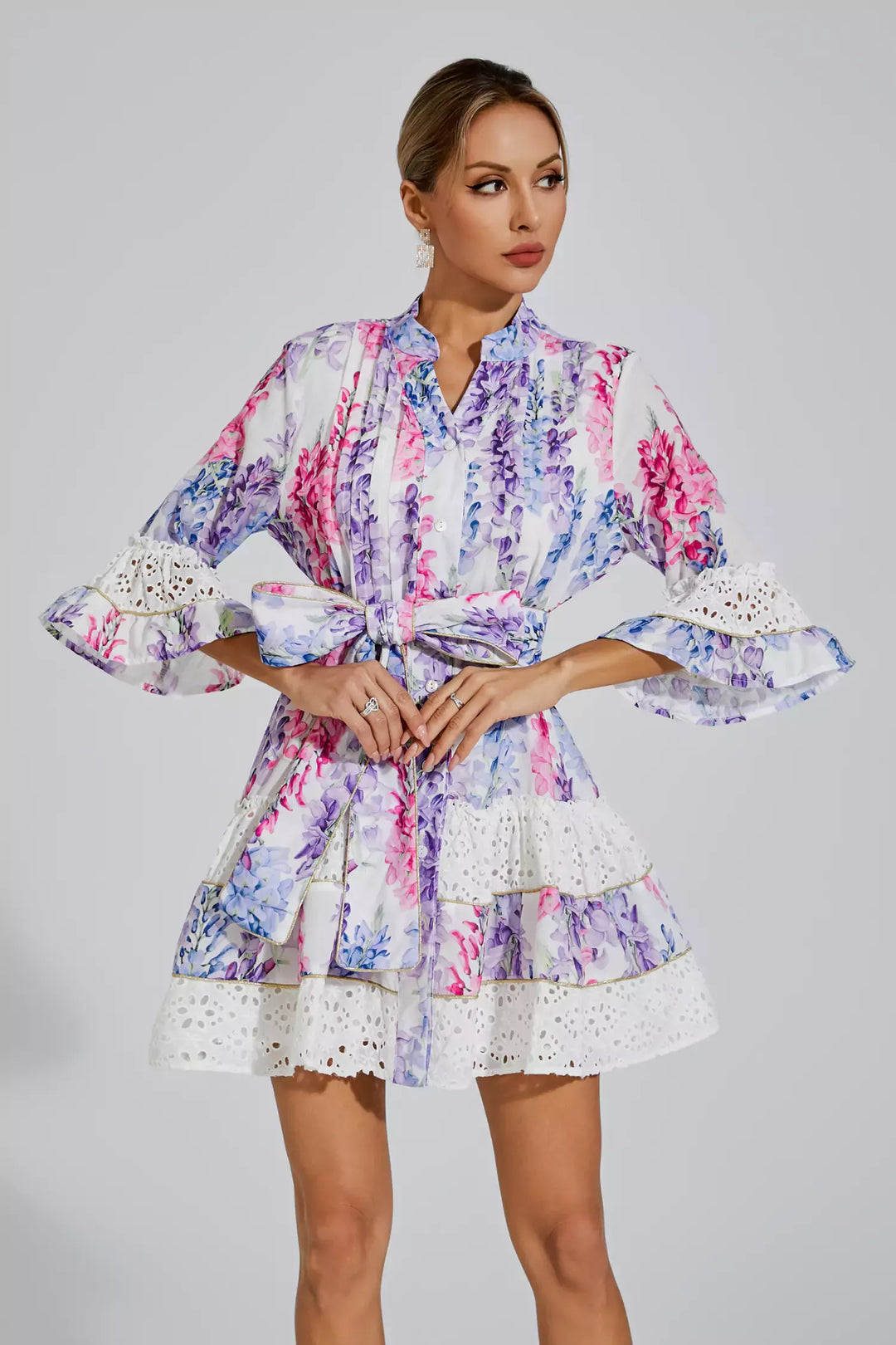 Kimora Floral Belted Mini Dress