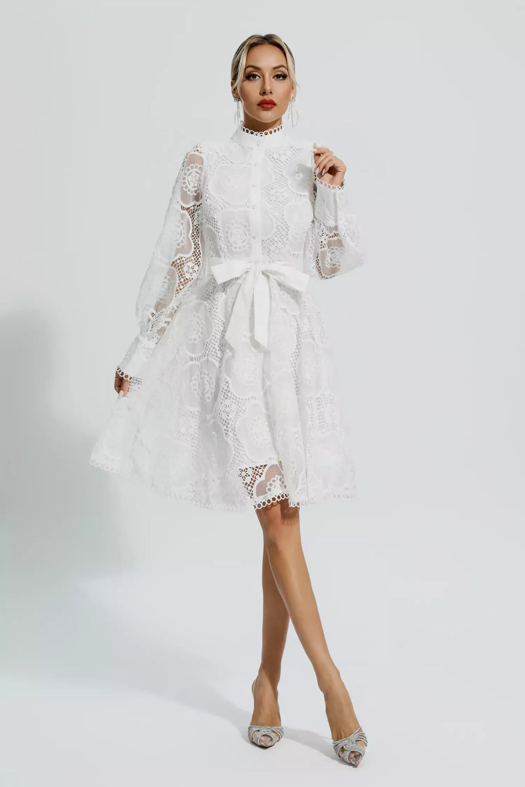 Lorelei White Lace Jacquard Mini Dress