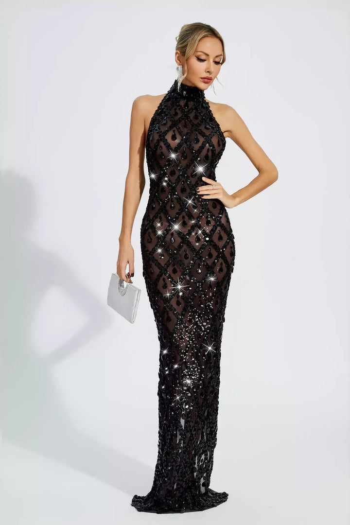 Louise Black Diamond Maxi Dress