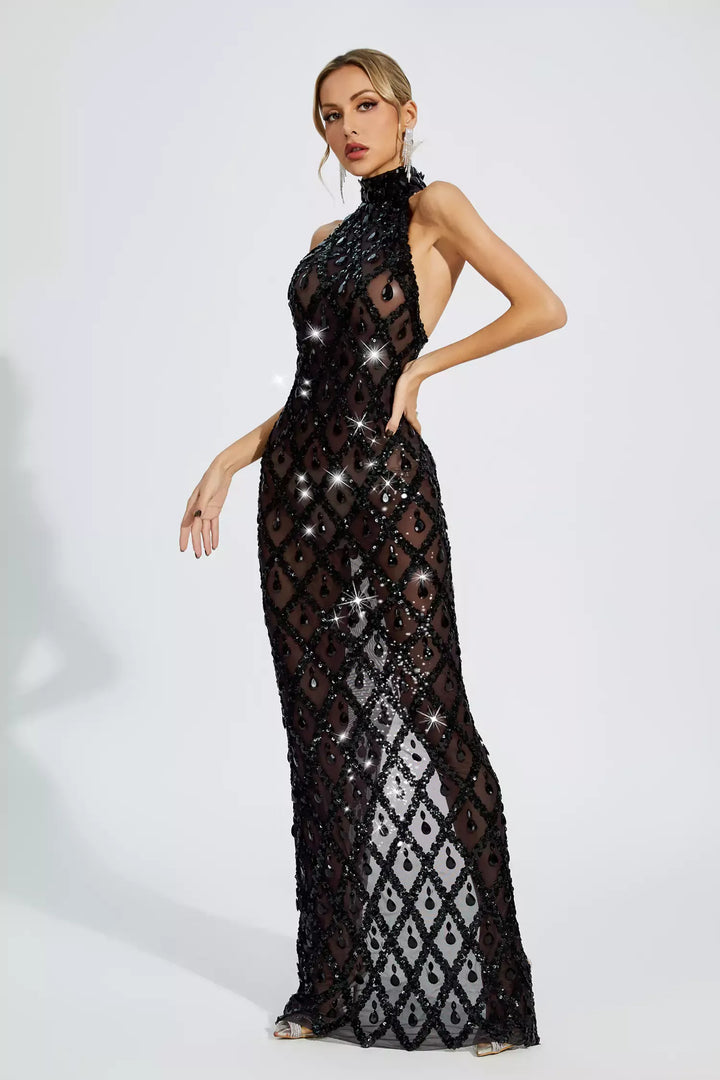 Louise Black Diamond Maxi Dress