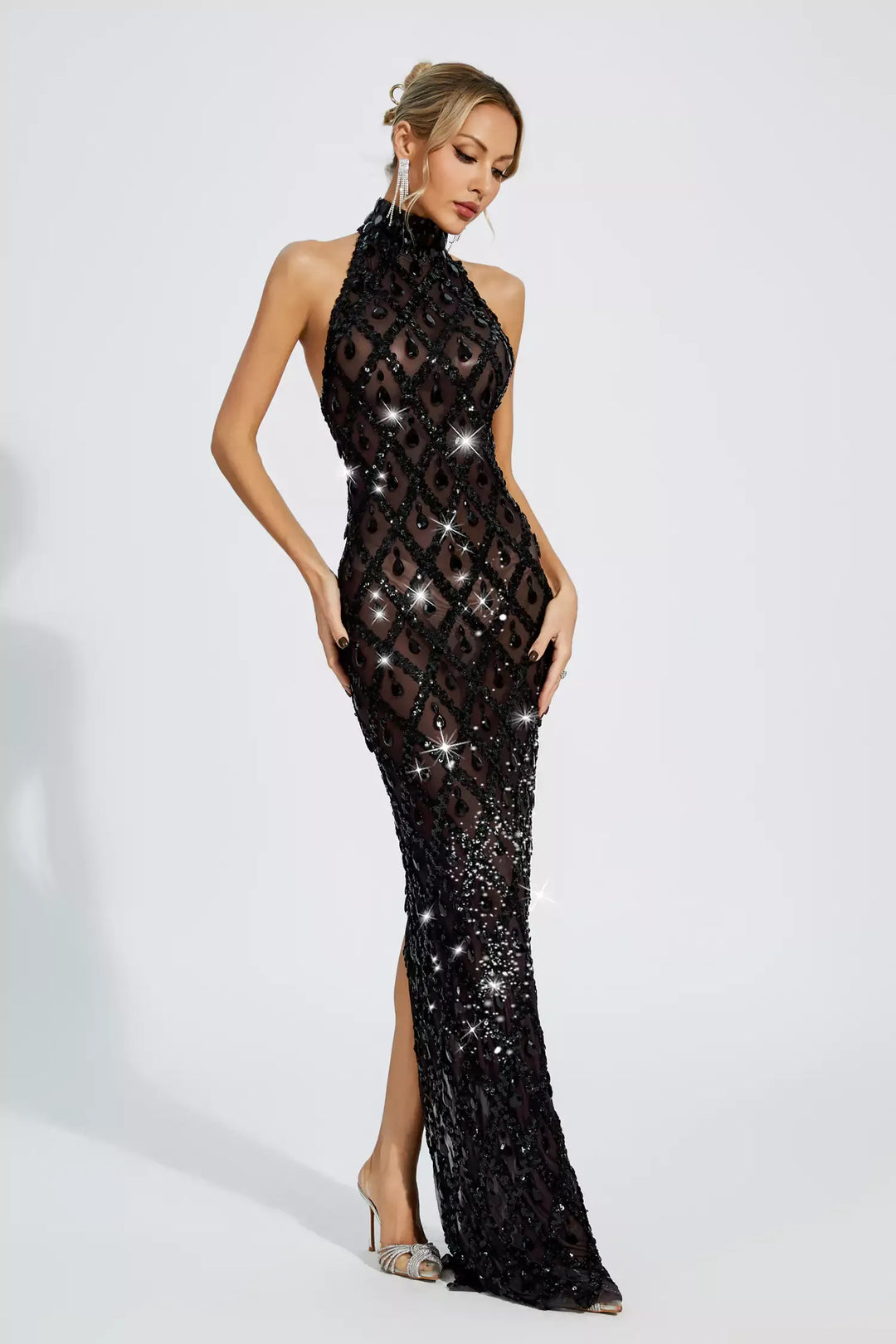 Louise Black Diamond Maxi Dress