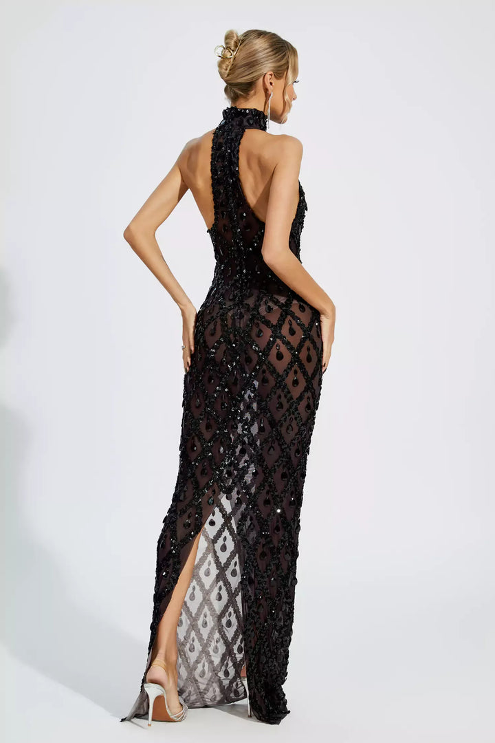 Louise Black Diamond Maxi Dress