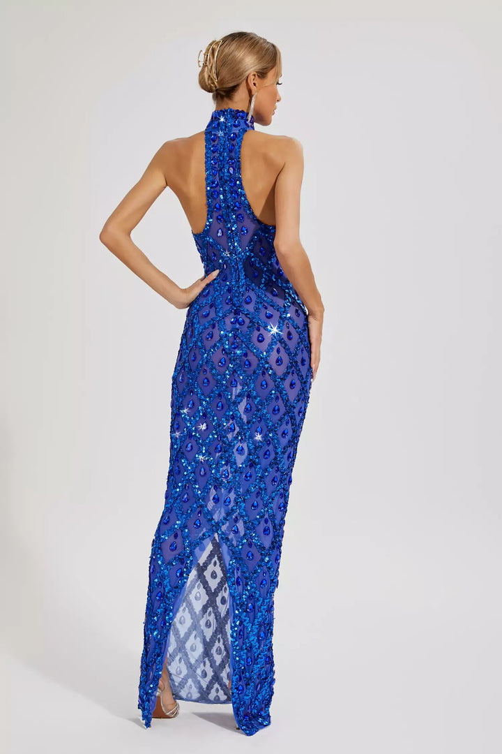 Louise Blue Diamond Maxi Dress