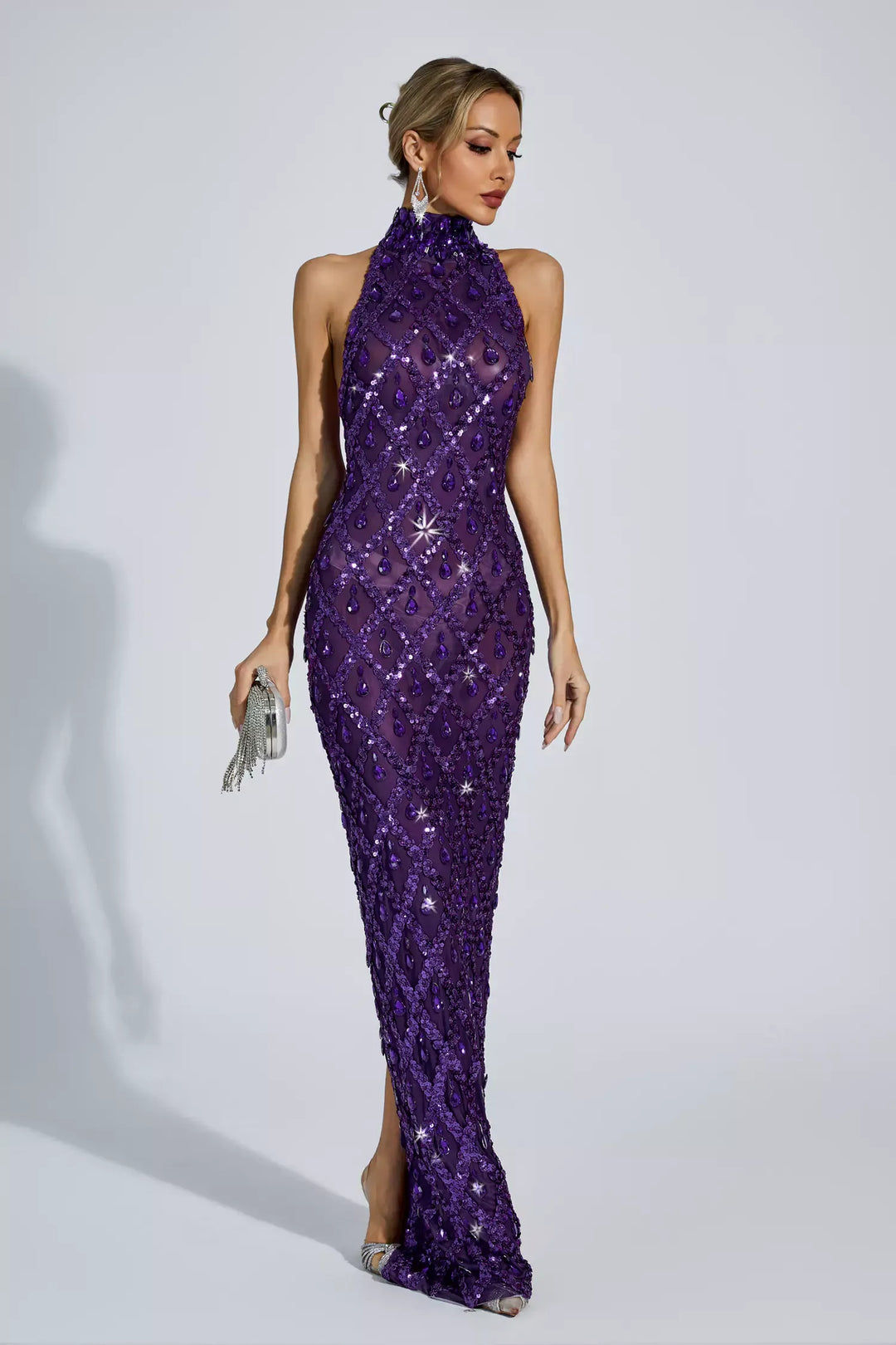 Louise Purple Diamond Maxi Dress