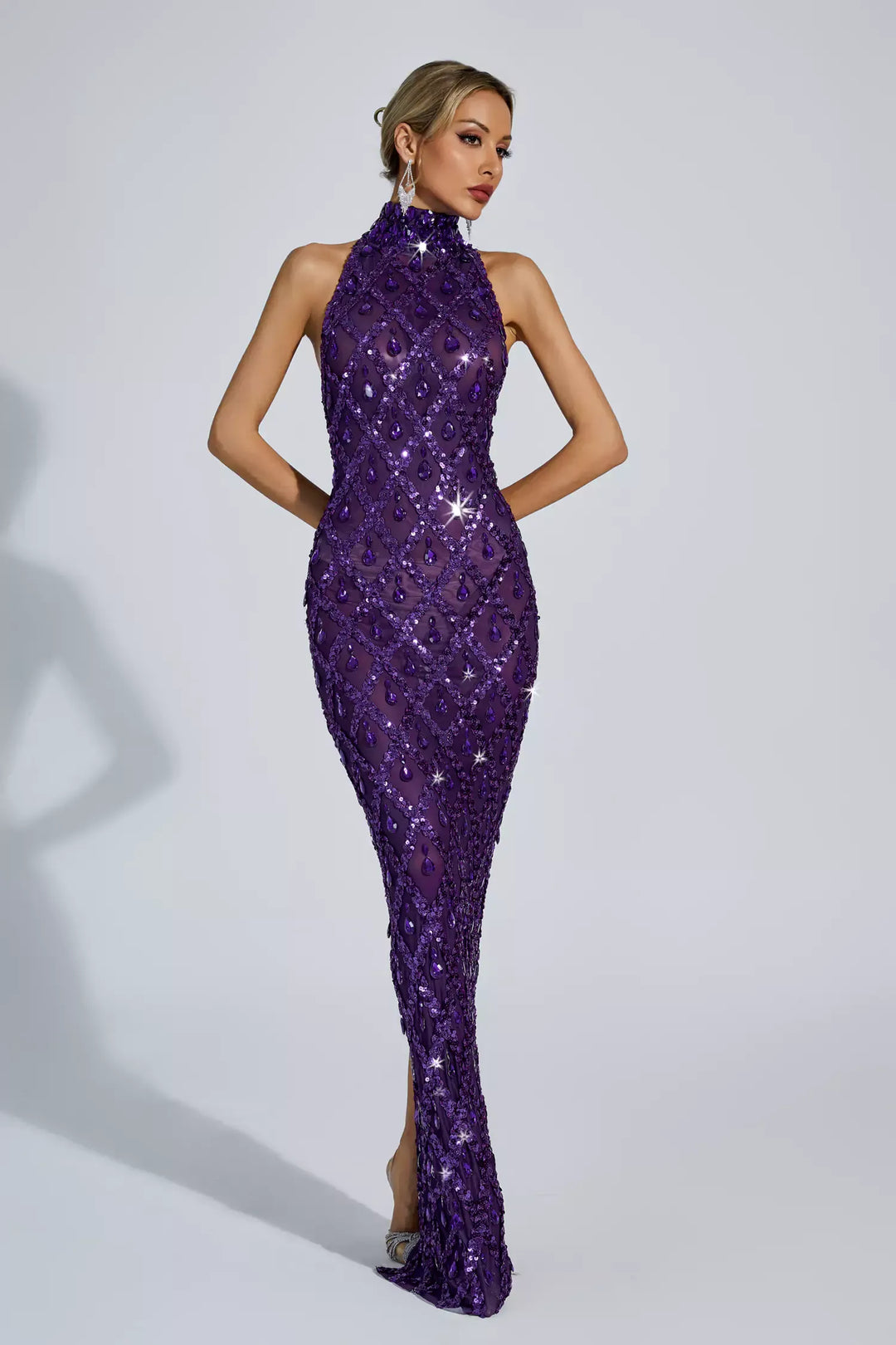 Louise Purple Diamond Maxi Dress