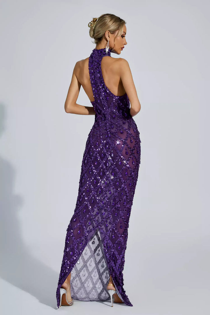 Louise Purple Diamond Maxi Dress