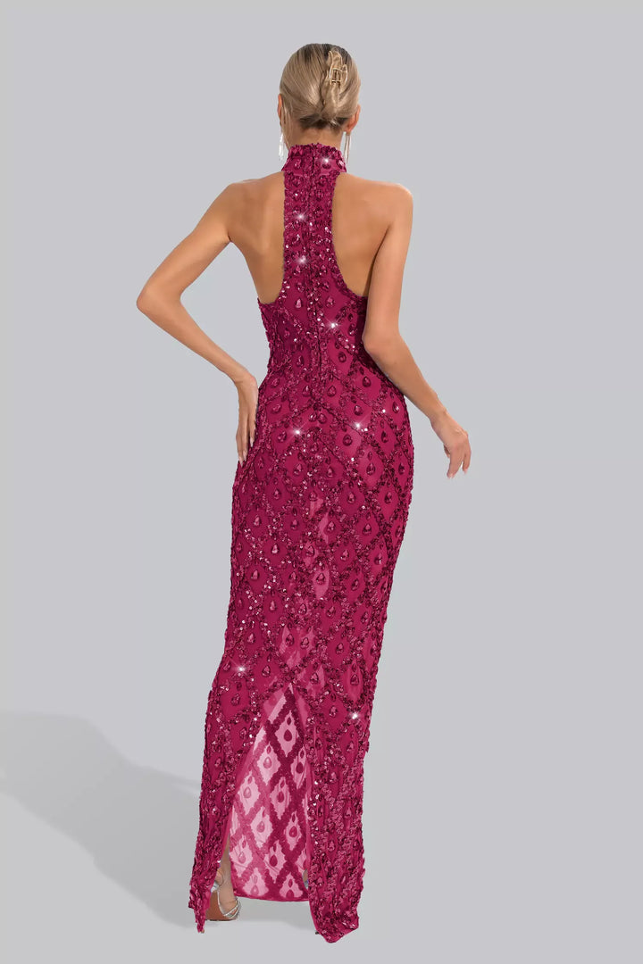 Louise Rose Red Diamond Maxi Dress