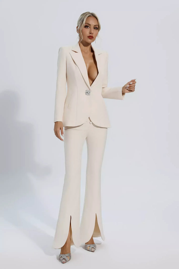 Mallory Ivory White Long Sleeve Blazer Set