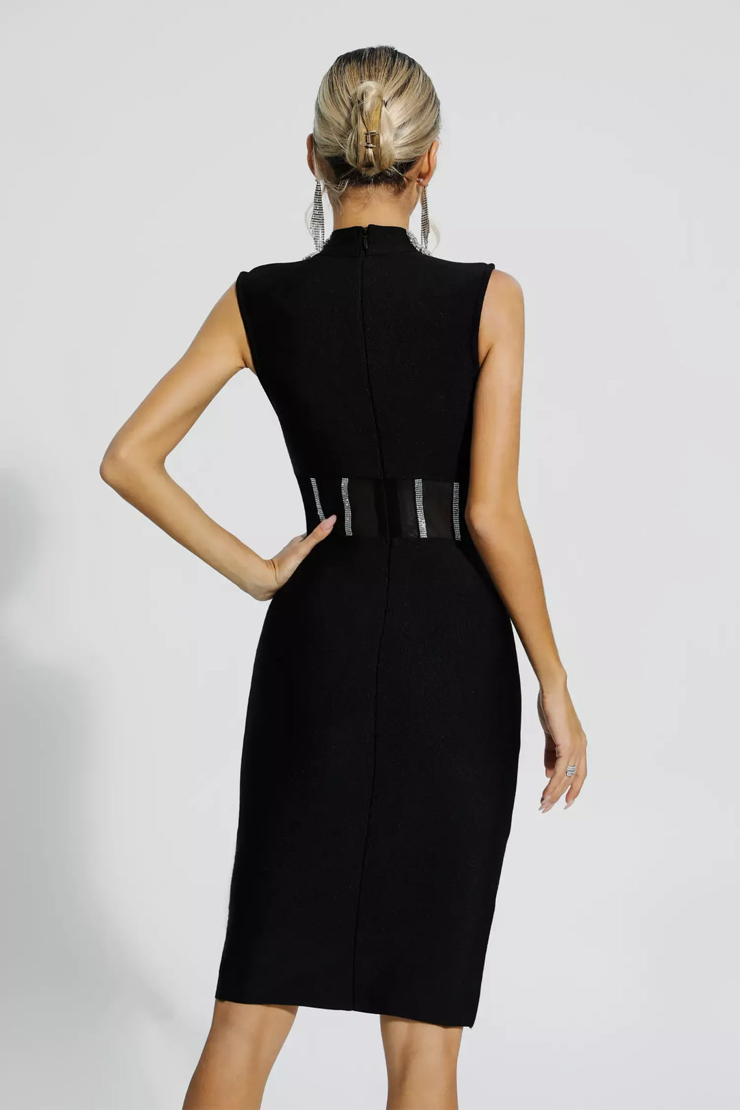 Marleigh Black Diamond Embellished Bandage Dress