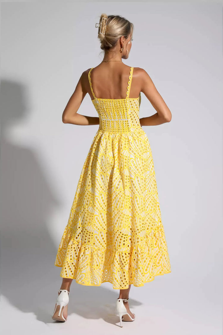 Michelle Yellow Printed Maxi Dress