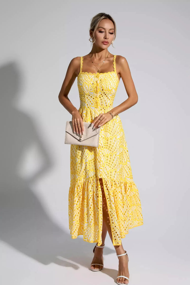 Michelle Yellow Printed Maxi Dress