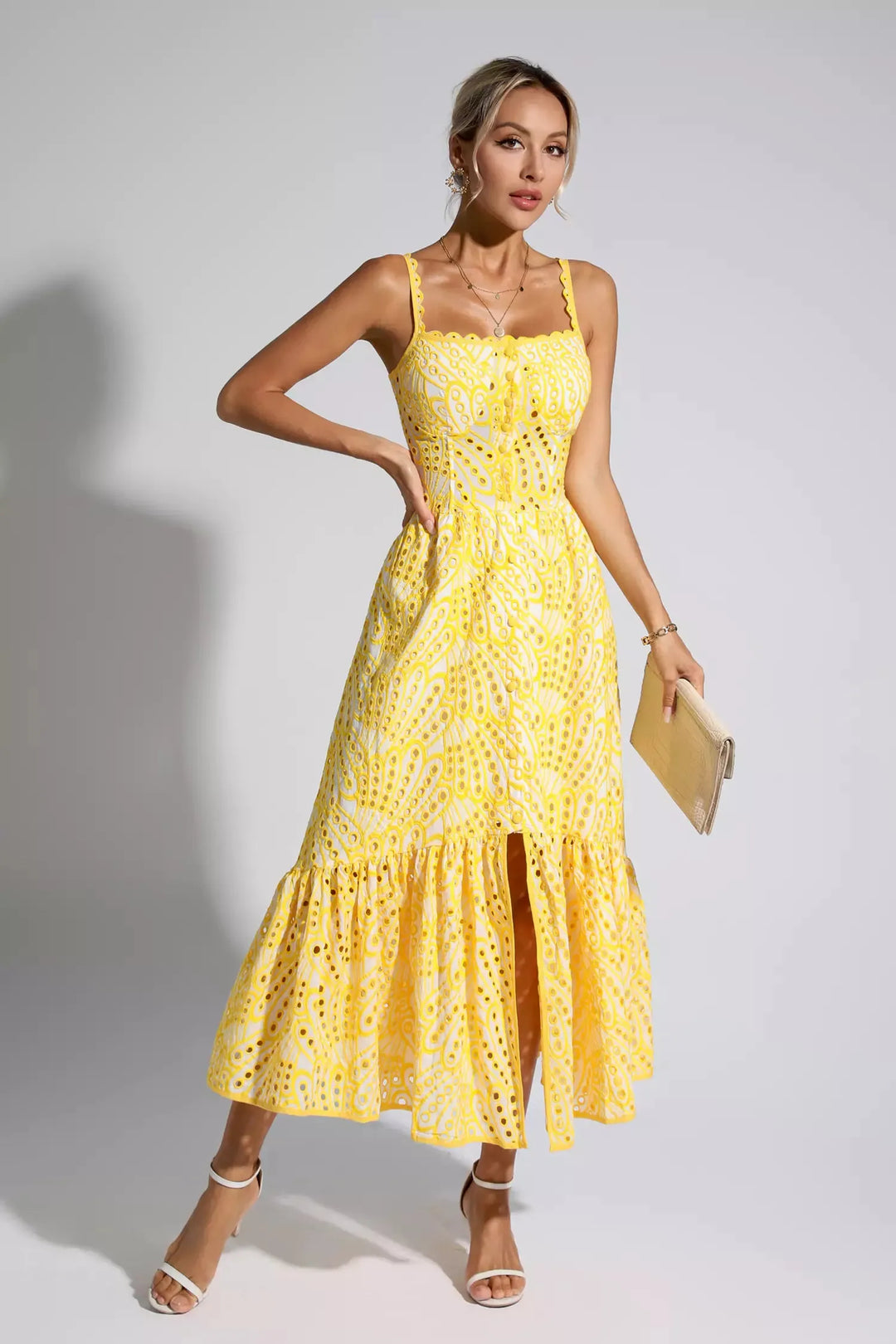 Michelle Yellow Printed Maxi Dress