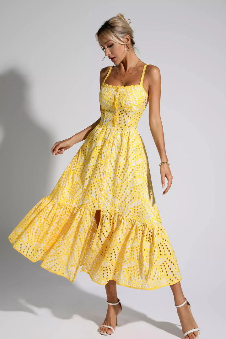 Michelle Yellow Printed Maxi Dress