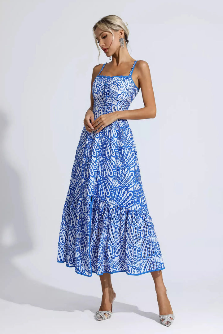 Michelle Blue Printed Maxi Dress