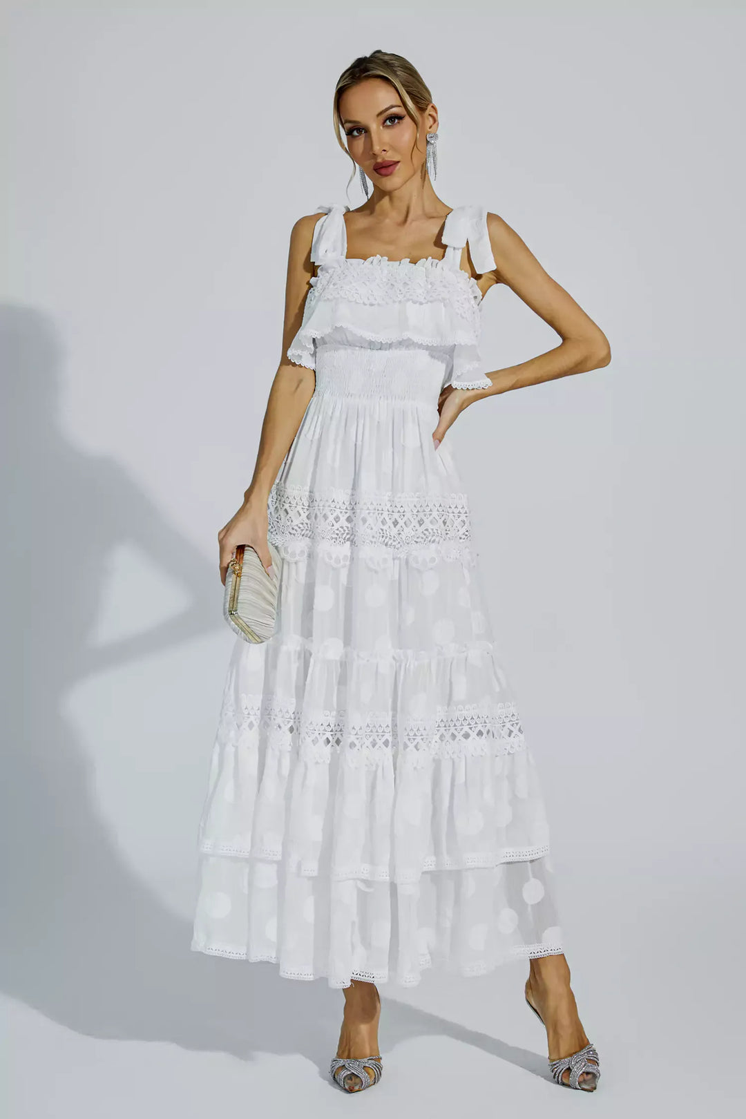 Milena White Cut Out Ruched Dress