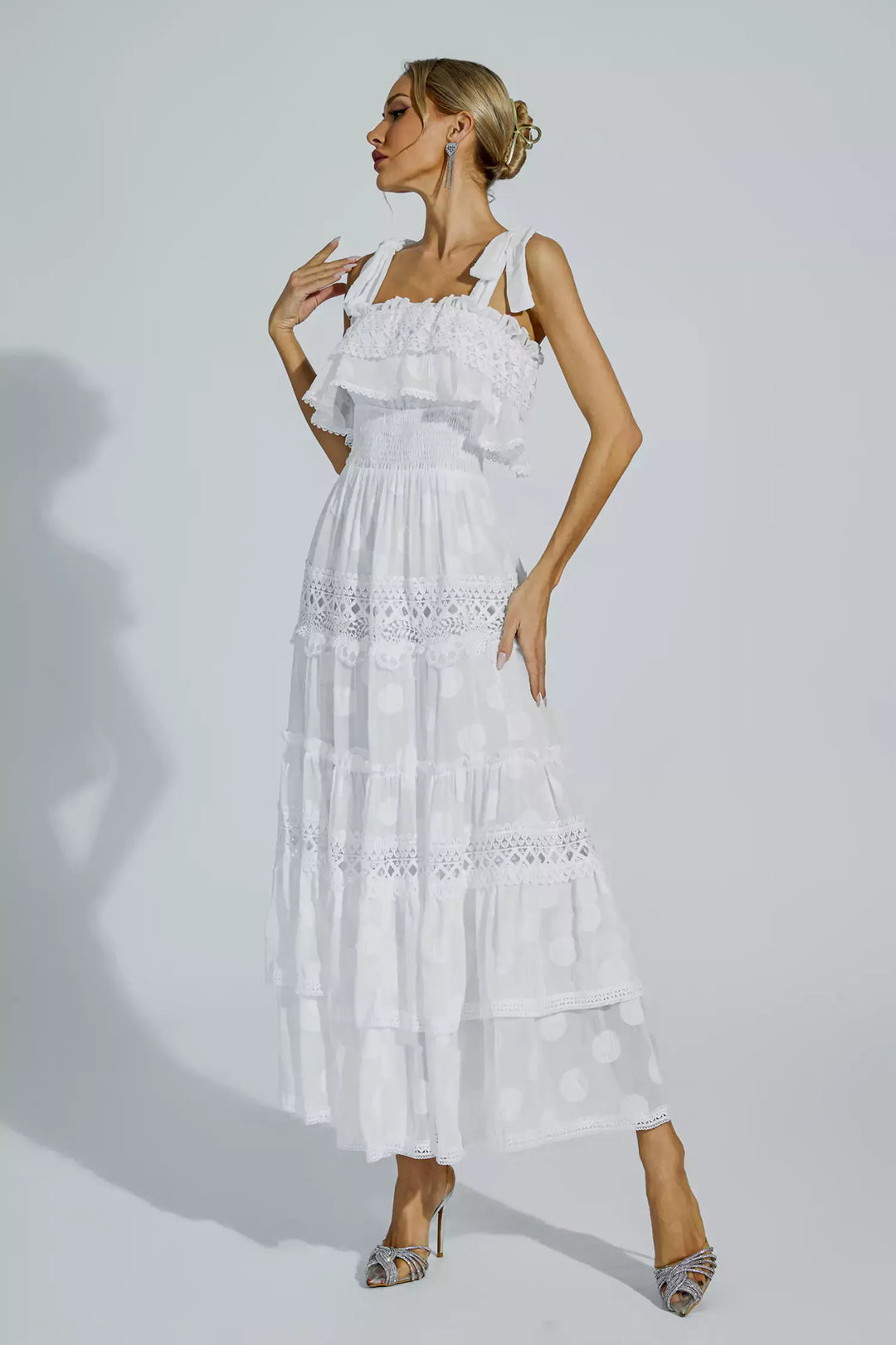 Milena White Cut Out Ruched Dress