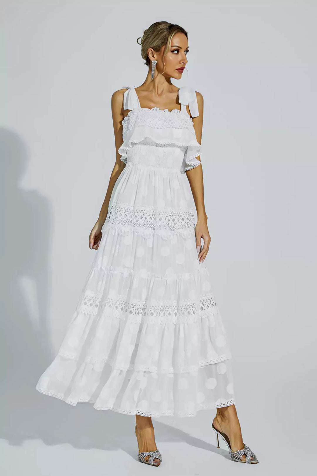 Milena White Cut Out Ruched Dress