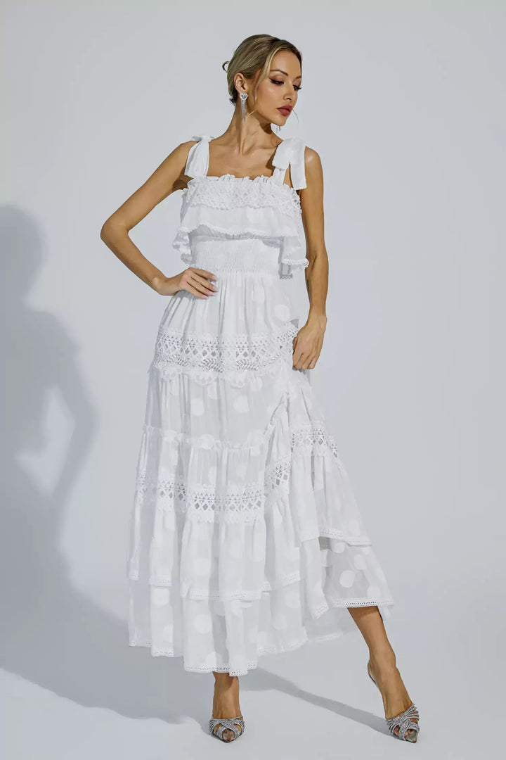 Milena White Cut Out Ruched Dress