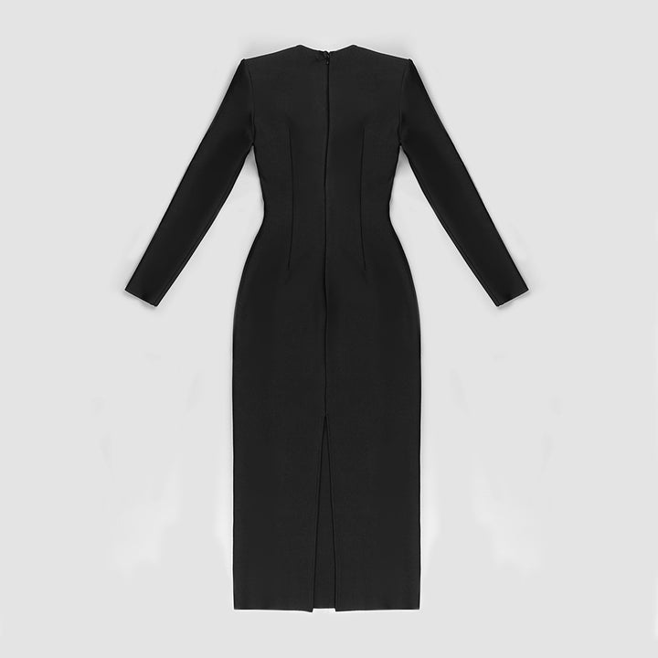 Elegant Hot Diamond Long Sleeve Midi Dress