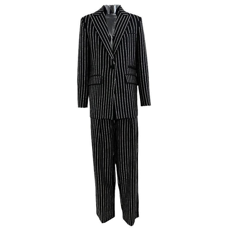 Temperament Hot Diamond Strip Suit Two-piece Set