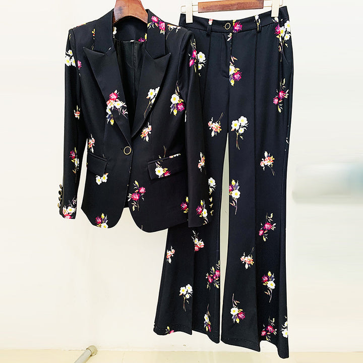 Temperament Floral Print Suit Two-piece Set