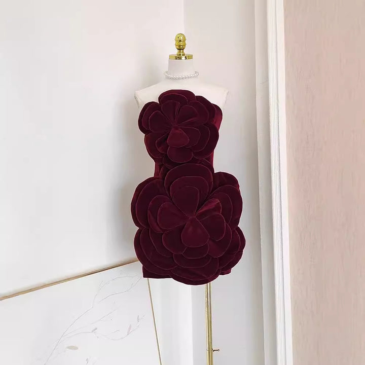 Romantic Three-dimensional Flower Mini Dress