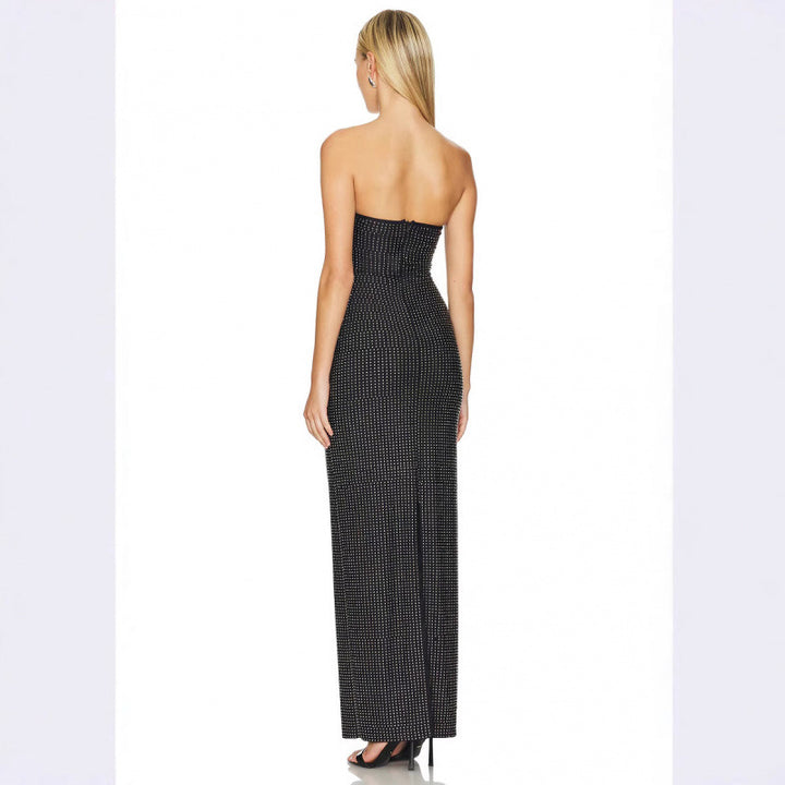 Fashion Tube Top Hot Diamond Maxi Dress