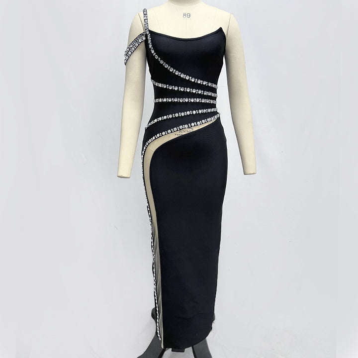 Fashion Diamond Splicing Maxi Dress