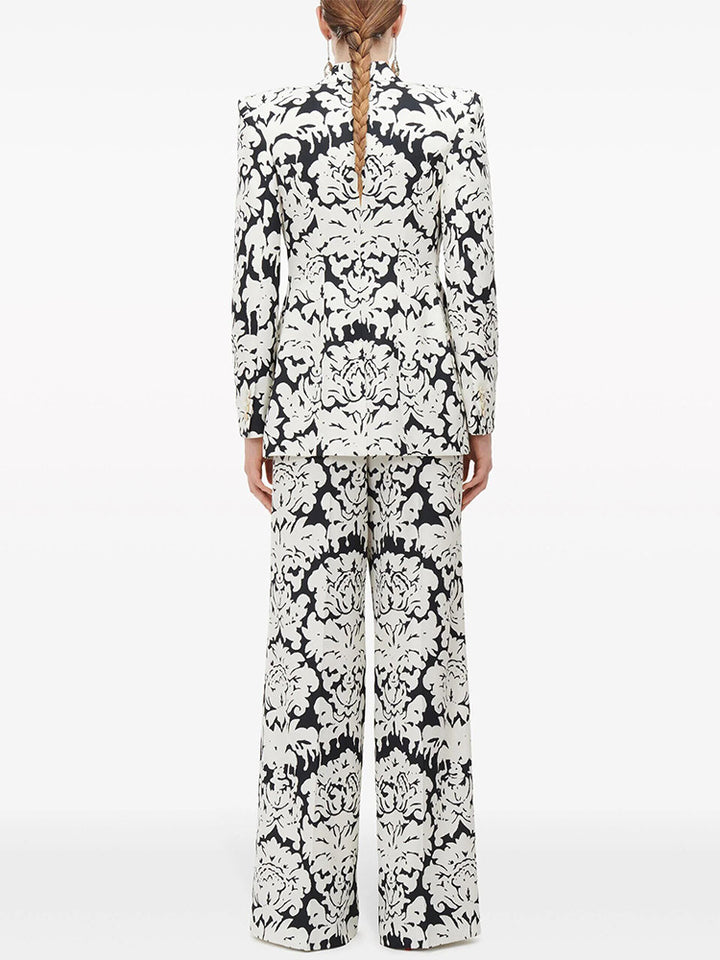 Vintage Off-white Printed Suit Two-piece Set