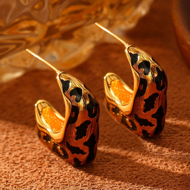 Leopard Print Square Earrings