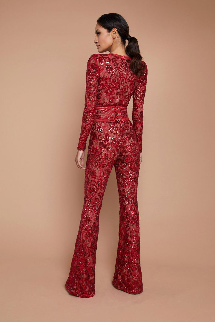 Temperament Lace Beaded Jumpsuit