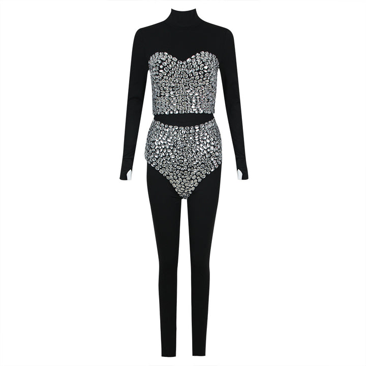 Casual Splicing Diamond One-piece Three-piece Set