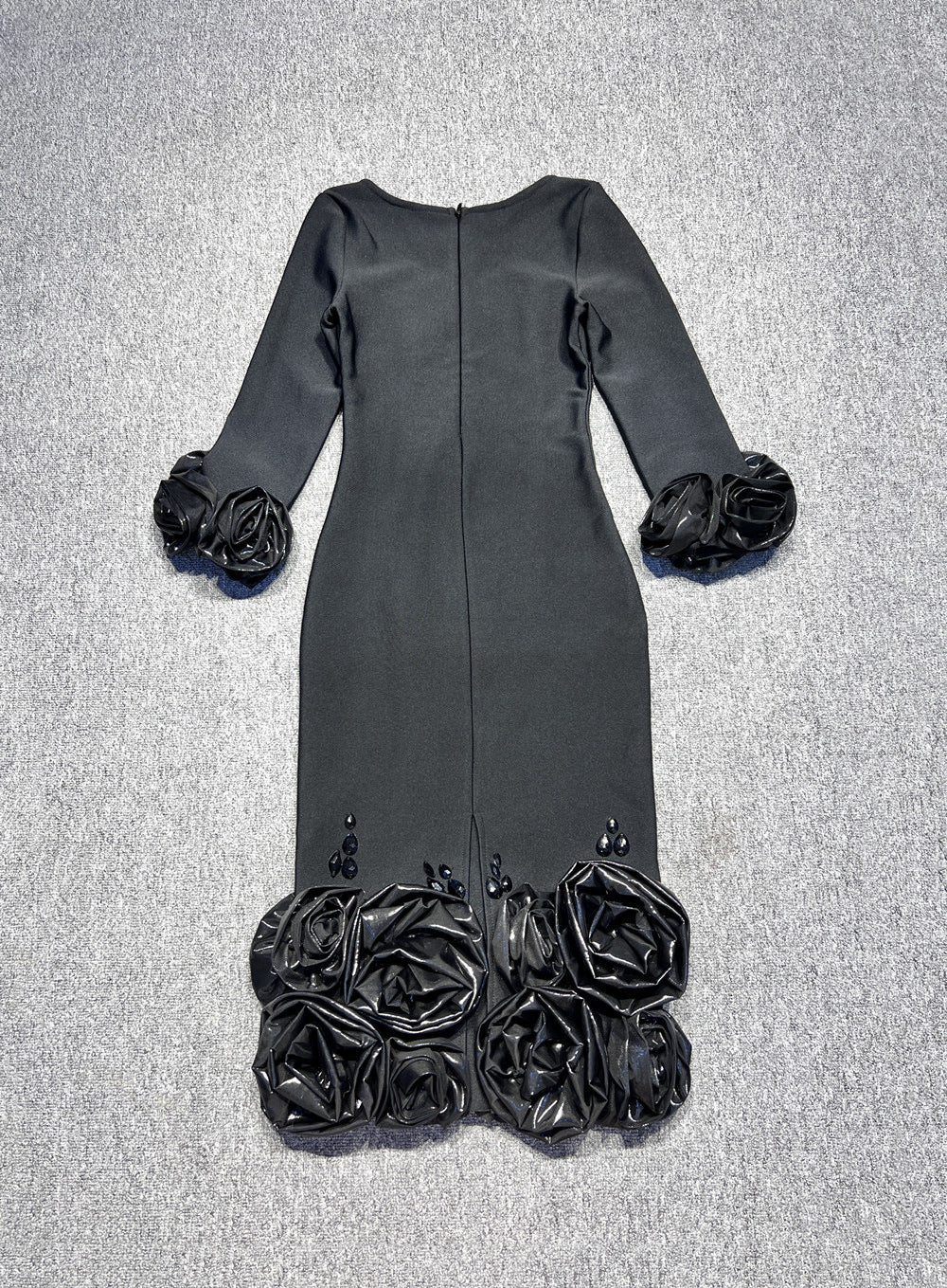 Elegant Three-dimensional Flower Midi Dress