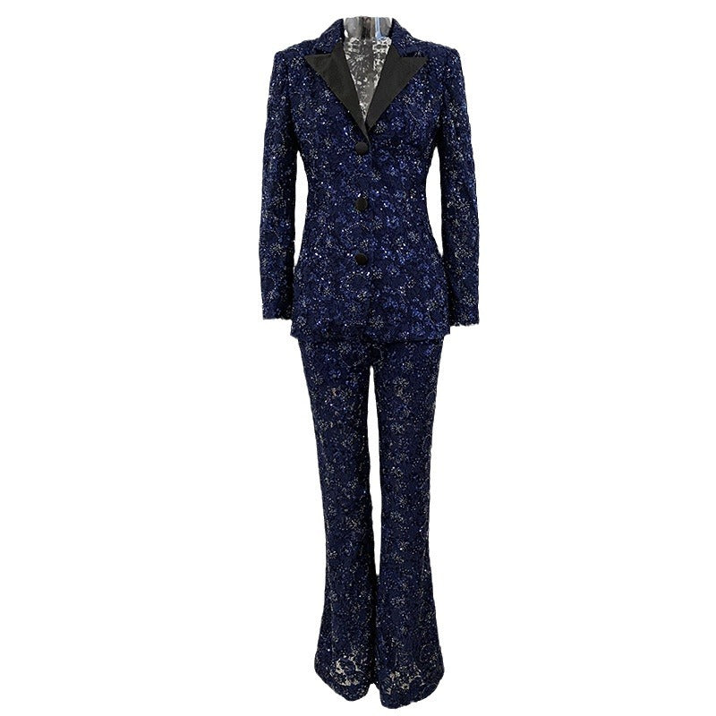 Fashion Beaded Lace Suit Two-piece Suit