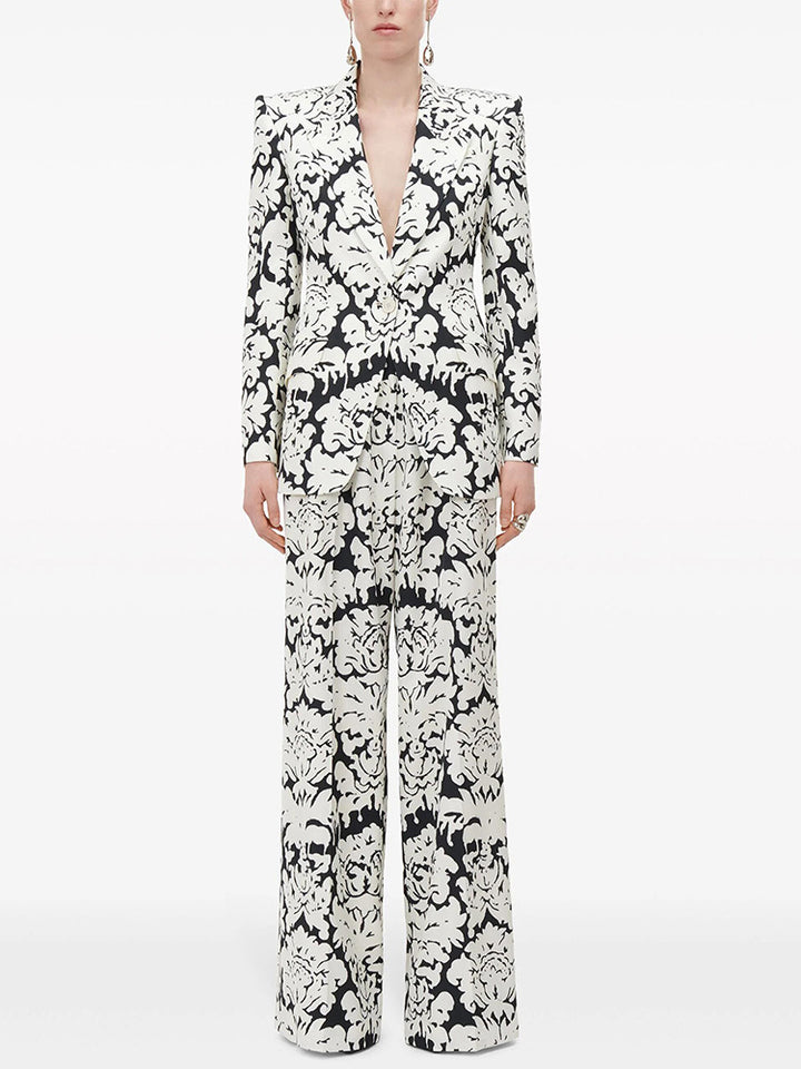 Vintage Off-white Printed Suit Two-piece Set