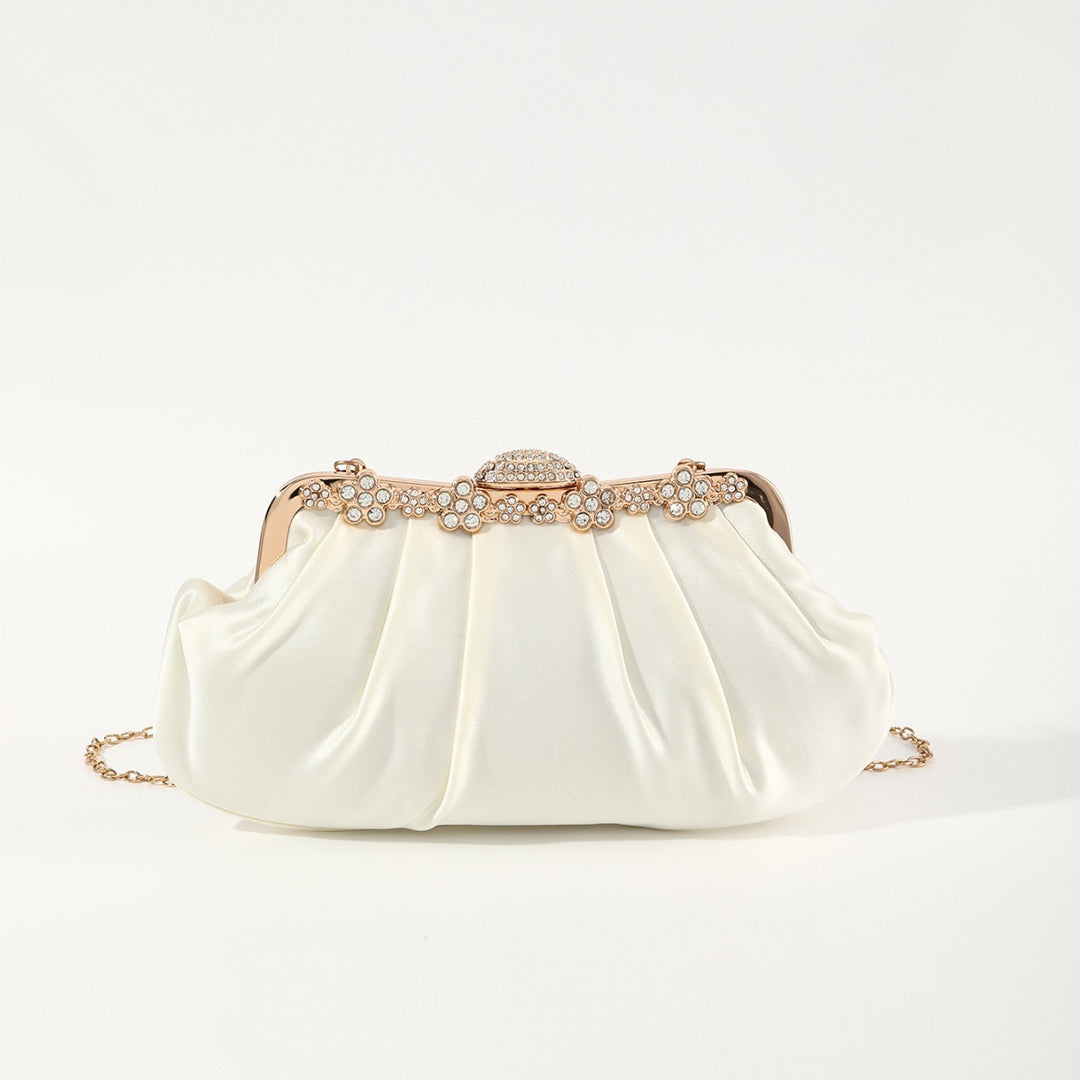 Diamond Pleated Satin Clutch