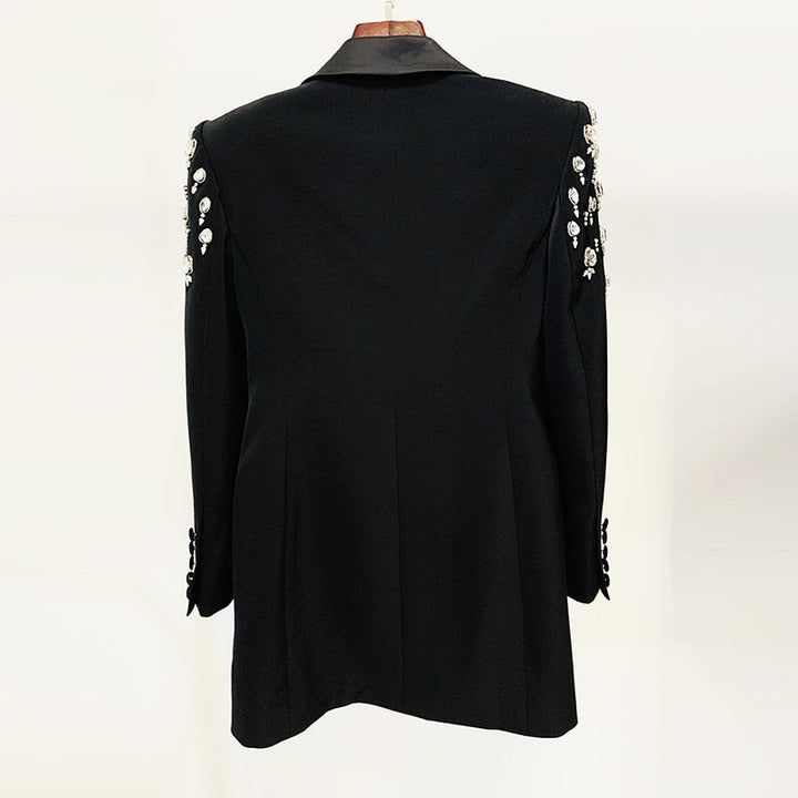 Alice's Gorgeous Heavy-duty Beaded Diamond-embellished Slim Long Blazer