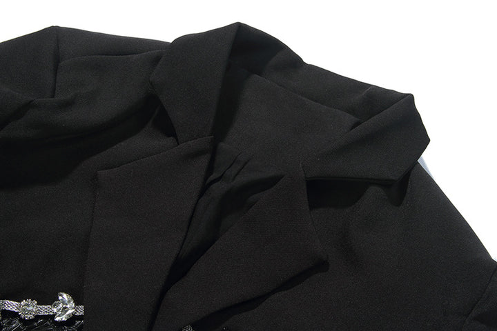 Black Diamond Spliced Suit Skirt