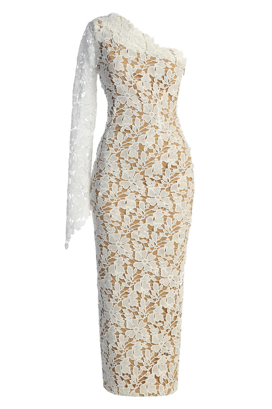 White Lace Shoulder Maxi Dress