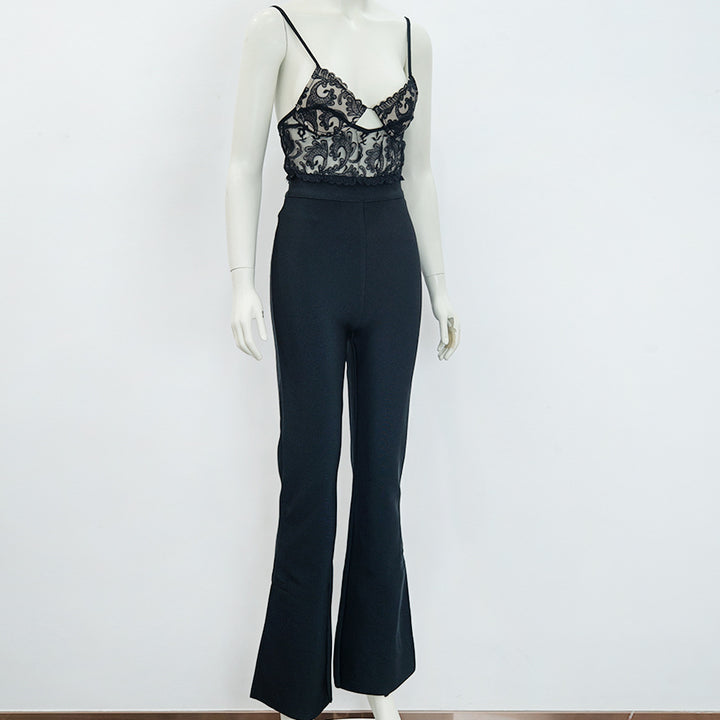 Elegant Suspender Lace Jumpsuit