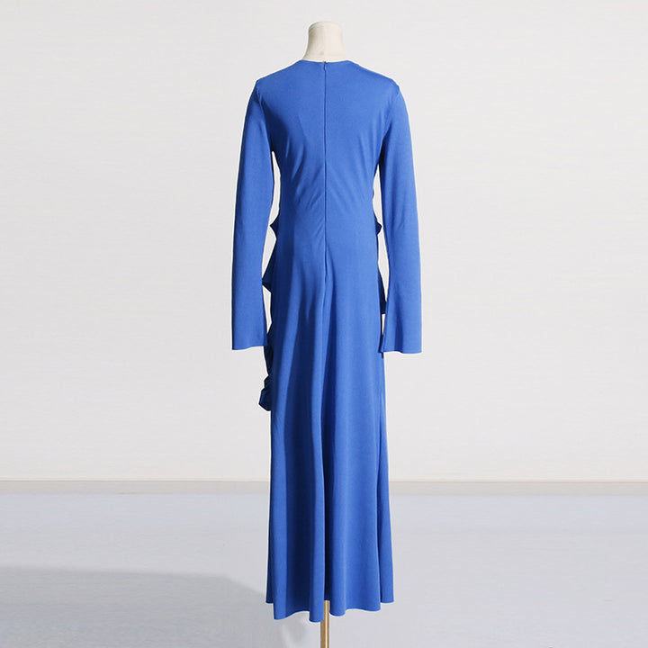 Simple Solid Color Irregular Pleated Maxi Dress