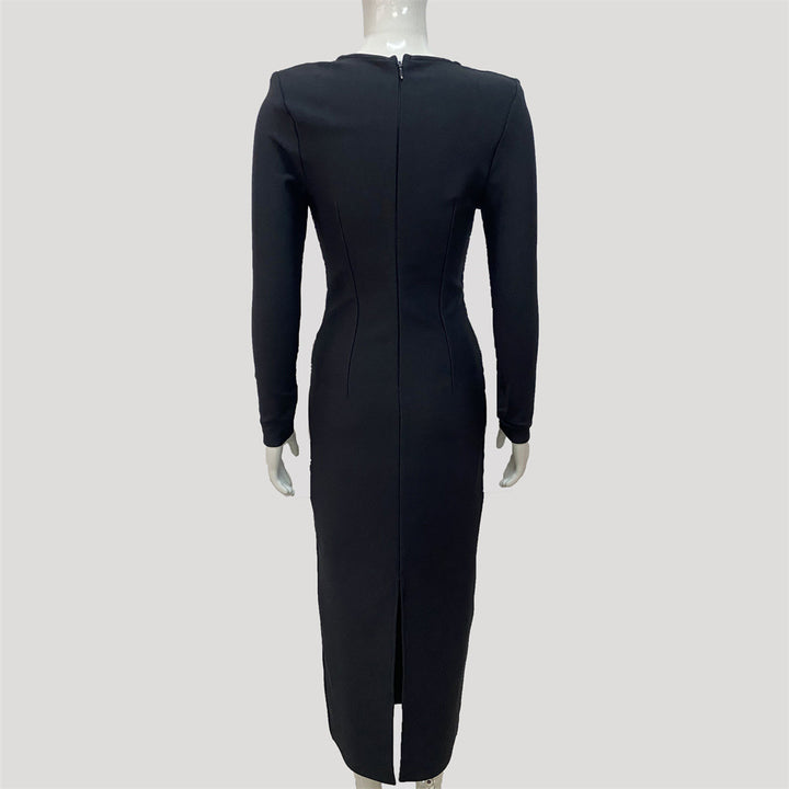 Elegant Hot Diamond Long Sleeve Midi Dress